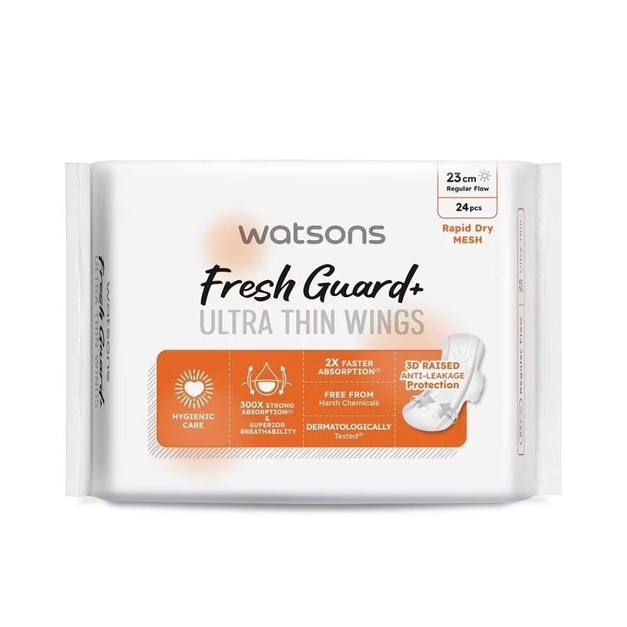 Băng Vệ Sinh Ban Ngày Siêu Mỏng Có Cánh Watsons Fresh Guard+ 23cm 24 Miếng image