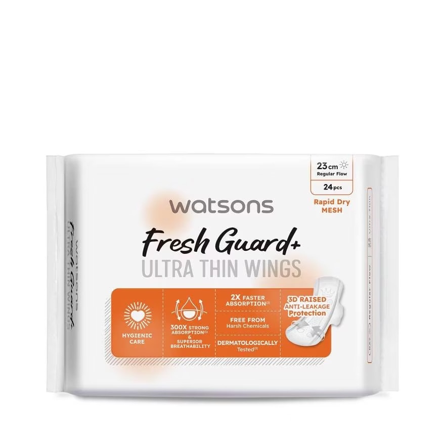 Băng Vệ Sinh Ban Ngày Siêu Mỏng Có Cánh Watsons Fresh Guard+ 23cm 24 Miếng