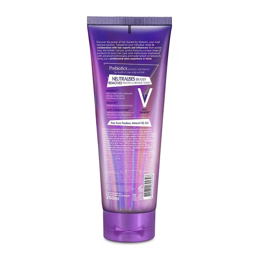 Dầu Gội Hair System By Watsons Tím Giữ Màu Tóc Nhuộm 250ml