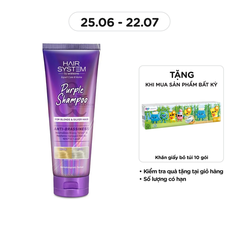 Dầu Gội Hair System By Watsons Tím Giữ Màu Tóc Nhuộm 250ml