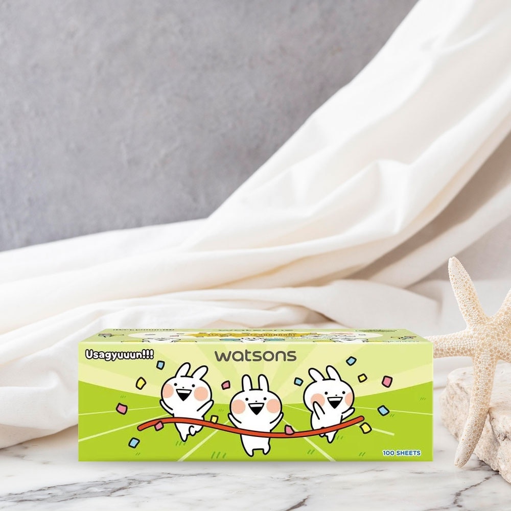 Khăn Giấy Hộp Watsons Facial Box Tissue 3ply x 100s (Usagyuuun) (Giao màu ngẫu nhiên)