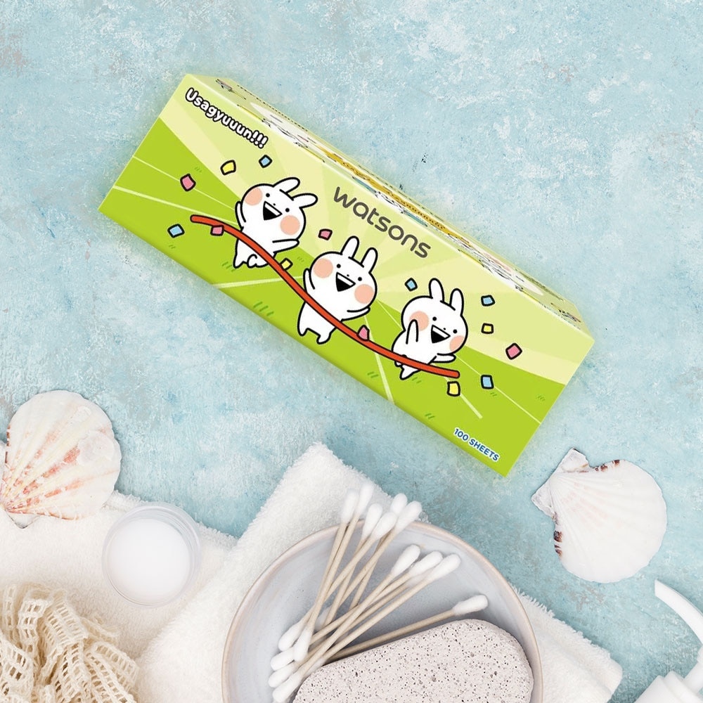 Khăn Giấy Hộp Watsons Facial Box Tissue 3ply x 100s (Usagyuuun) (Giao màu ngẫu nhiên)