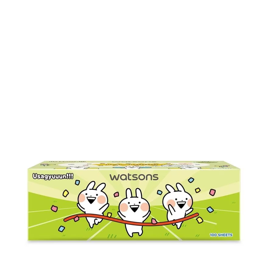 Khăn Giấy Hộp Watsons Facial Box Tissue 3ply x 100s (Usagyuuun) (Giao màu ngẫu nhiên)