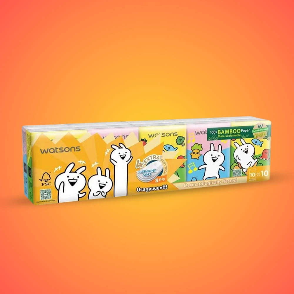 Khăn Giấy Bỏ Túi Watsons Hankies 3ply 10pcs (Usagyuuun)