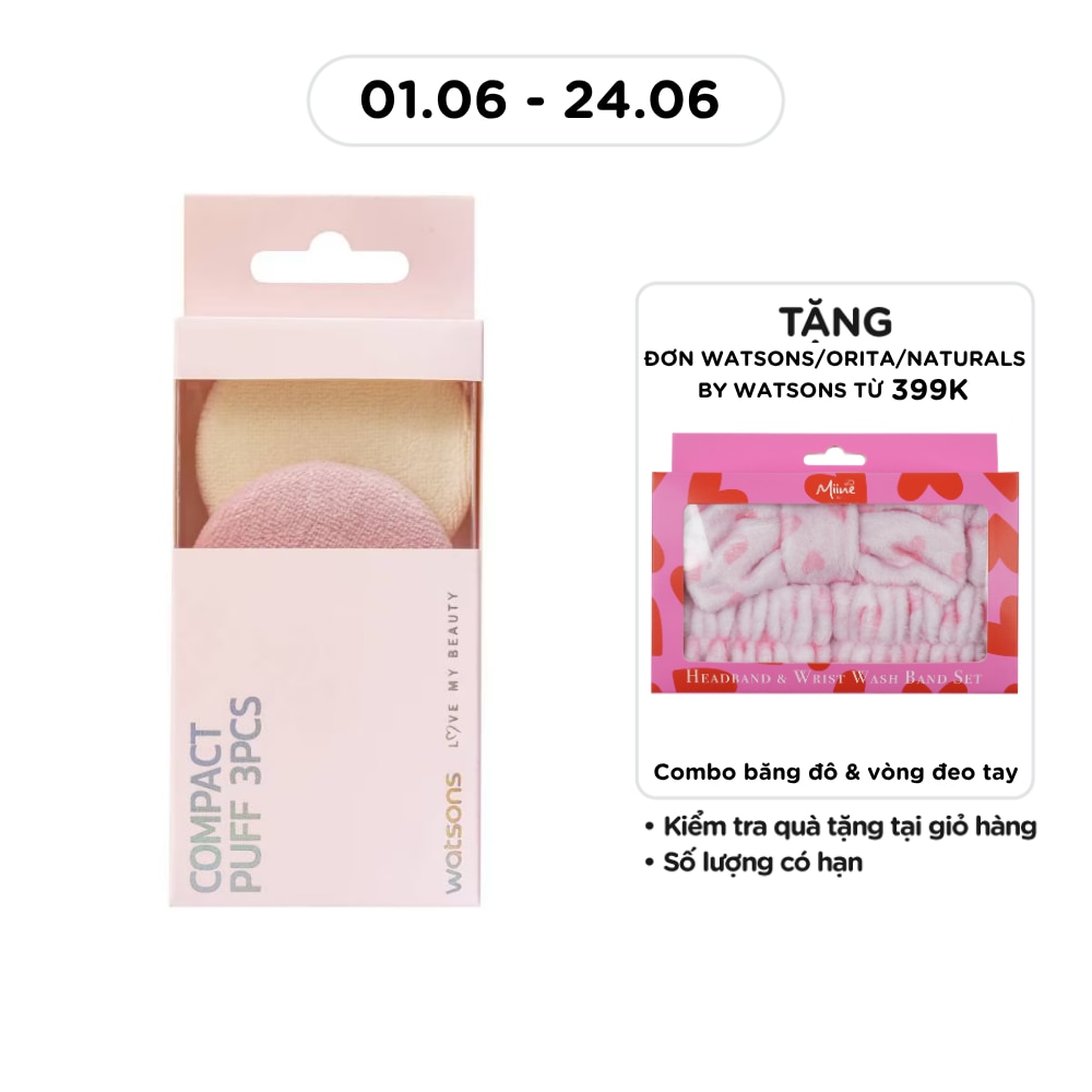 Combo Bông Phấn Trang Điểm Nhỏ Gọn Watsons 3pcs