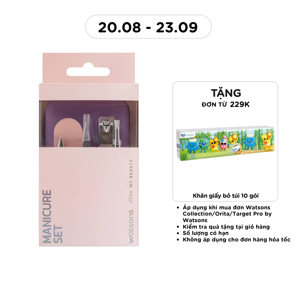 Combo Dụng Cụ Chăm Sóc Móng Watsons (Cắt + Dũa + Kéo + Nhíp + Cây Lấy Khóe + Kèm hộp) image