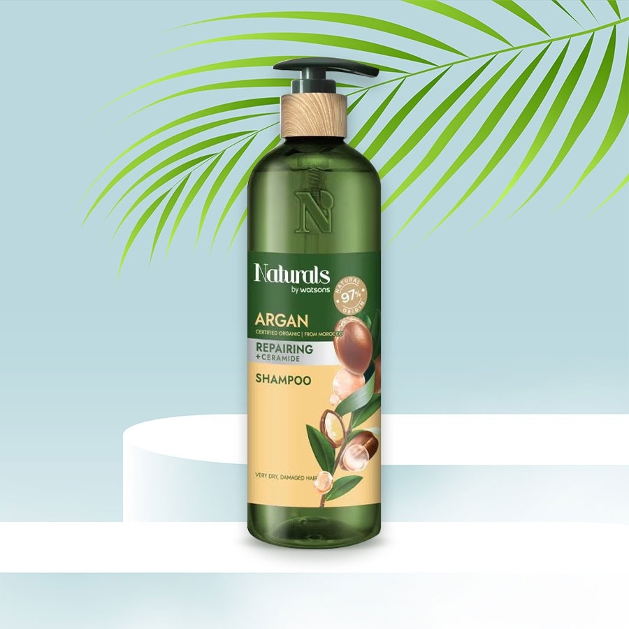 Dầu Gội Naturals By Watsons Repairing Phục Hồi Tóc Hư Tổn Chiết Xuất Dầu Argan 490ml