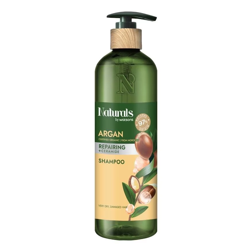 Dầu Gội Naturals By Watsons Repairing Phục Hồi Tóc Hư Tổn Chiết Xuất Dầu Argan 490ml