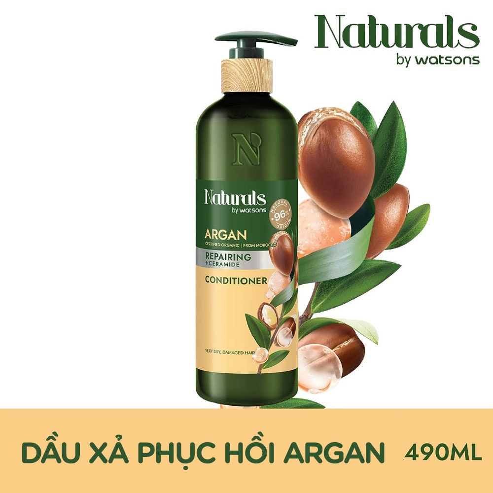 Dầu Xả Naturals By Watsons Repairing Phục Hồi Tóc Hư Tổn Chiết Xuất Dầu Argan 490ml