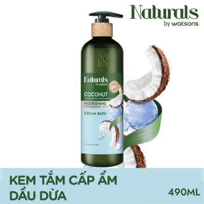 NATURALS BY WATSONS Kem Tắm Naturals By Watsons Nourishing Cấp Ẩm Chiết Xuất Dầu Dừa 490ml