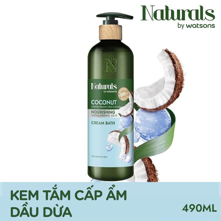 Kem Tắm Naturals By Watsons Nourishing Cấp Ẩm Chiết Xuất Dầu Dừa 490ml