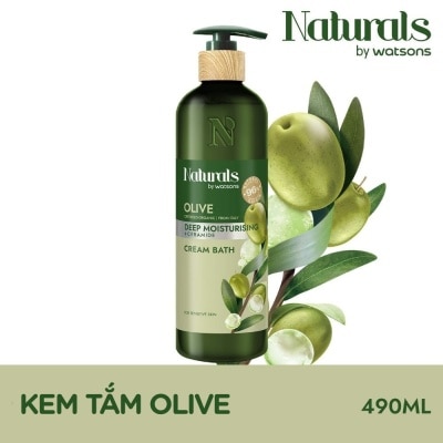 NATURALS BY WATSONS Kem Tắm Naturals By Watsons Deep Moisturishing Dưỡng Ẩm Sâu Chiết Xuất Olive 490ml