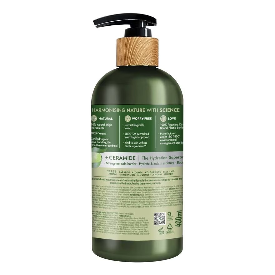 Kem Rửa Tay Naturals By Watsons Deep Moisturishing Dưỡng Ẩm Sâu Chiết Xuất Olive 400ml image