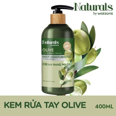 NATURALS BY WATSONS Kem Rửa Tay Naturals By Watsons Deep Moisturishing Dưỡng Ẩm Sâu Chiết Xuất Olive 400ml