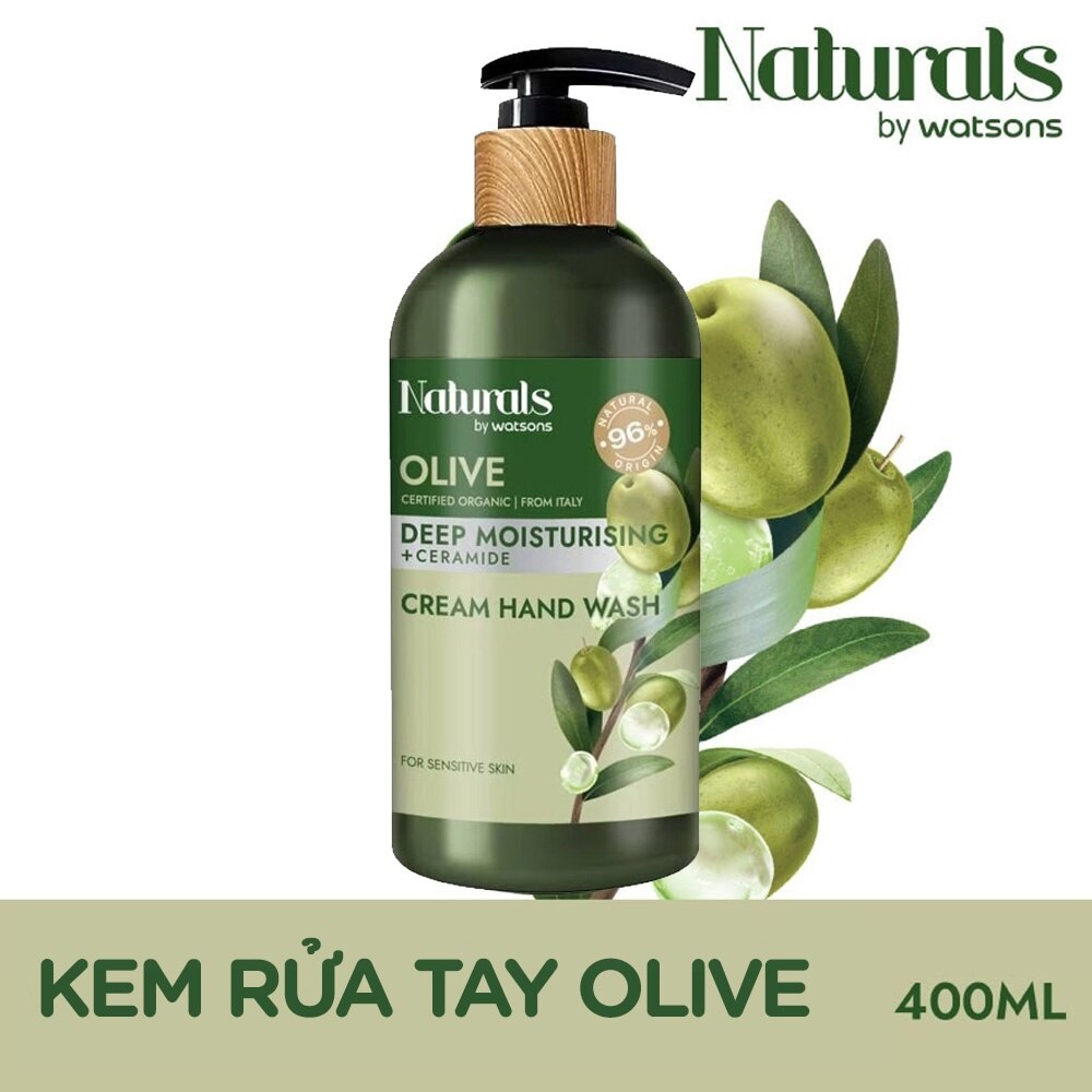 Kem Rửa Tay Naturals By Watsons Deep Moisturishing Dưỡng Ẩm Sâu Chiết Xuất Olive 400ml image