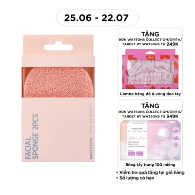 WATSONS - Miếng Rửa Mặt Bọt Biển Watsons Làm Sạch Sâu 2pcs