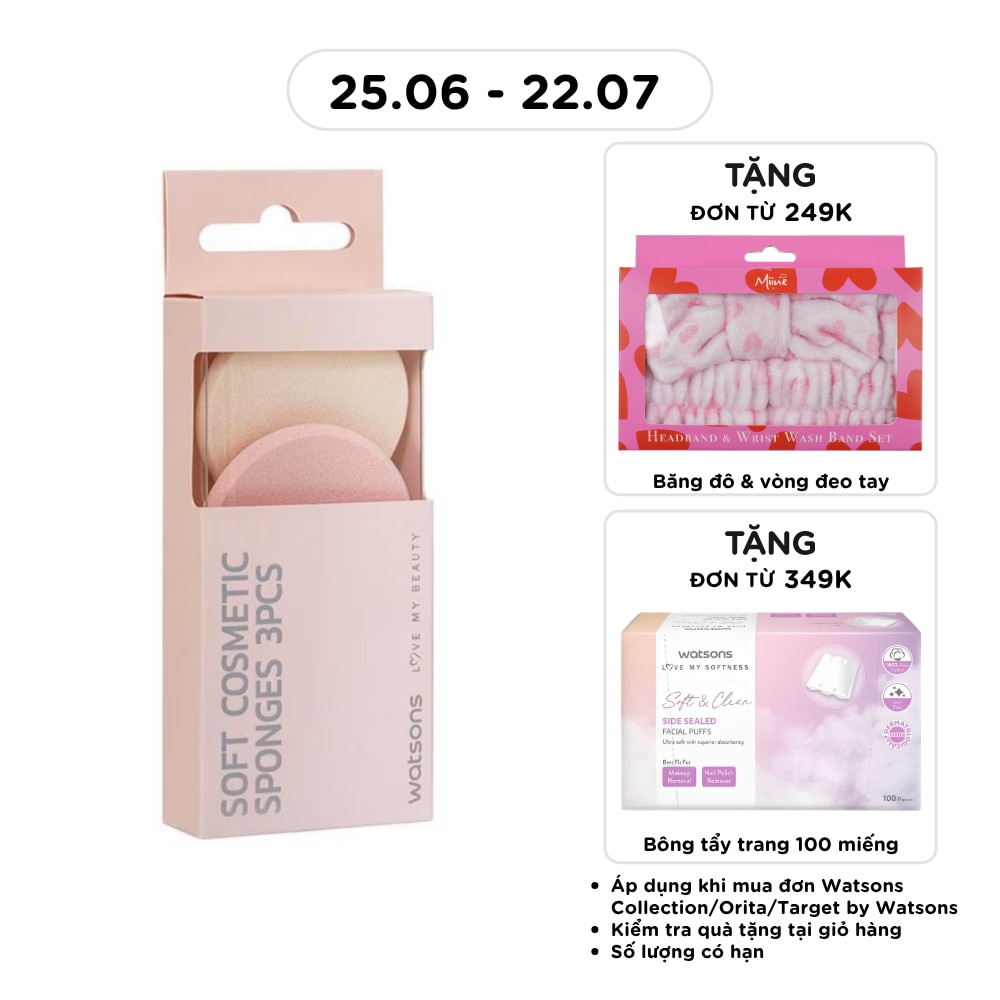 Combo Bông Phấn Tròn (Mềm) Watsons 3pcs