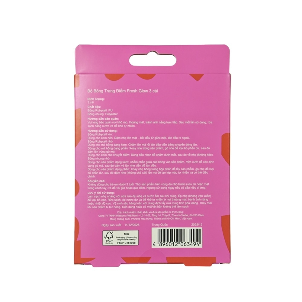 Bộ Bông Trang Điểm Miine Fresh Glow Base 3 Cái