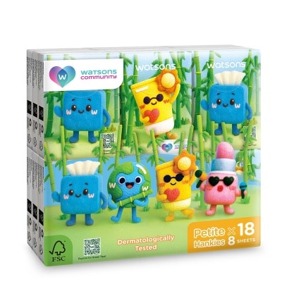 WATSONS Velvet Petite Hankies 3ply 8sheets 18pcs