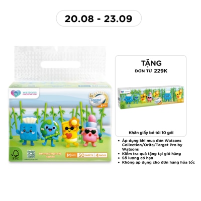 WATSONS - Khăn Giấy Watsons Velvet Dùng Cho Mặt Size M 3 lớp x 50 tờ x 4 gói image