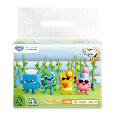 WATSONS Velvet Facial Tissue (Travel) M size 3ply 50sheets 4pcs