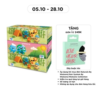 WATSONS Bộ 3 Khăn Giấy Hộp Watsons Velvet Dùng Cho Mặt 3 Lớp 100 Tờ image