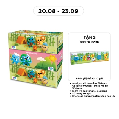 WATSONS - Bộ 3 Khăn Giấy Hộp Watsons Velvet Dùng Cho Mặt 3 Lớp 100 Tờ image