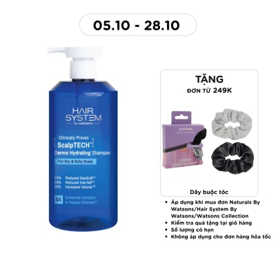 HAIR SYSTEM BY WATSONS Dầu Gội Dưỡng Ẩm Cho Da Khô Ngứa Hair System By Watsons Scalptech Dermo Hydrating 500ml image
