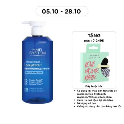HAIR SYSTEM BY WATSONS Dầu Gội Dưỡng Ẩm Cho Da Khô Ngứa Hair System By Watsons Scalptech Dermo Hydrating 500ml image