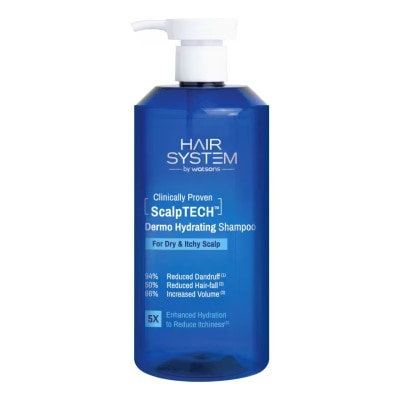 HAIR SYSTEM BY WATSONS - Dầu Gội Dưỡng Ẩm Cho Da Khô Ngứa Hair System By Watsons Scalptech Dermo Hydrating 500ml