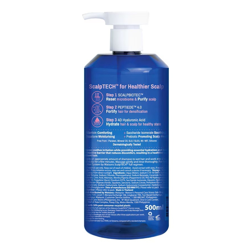 Dầu Gội Cân Bằng Cho Da Đầu Hỗn Hợp Hair System By Watsons Scalptech Dermo Soothing 500ml