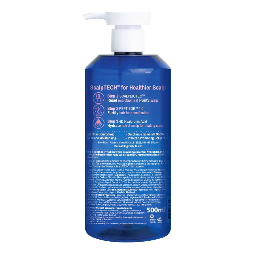 Dầu Gội Cân Bằng Cho Da Đầu Hỗn Hợp Hair System By Watsons Scalptech Dermo Soothing 500ml
