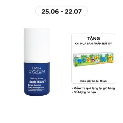 HAIR SYSTEM BY WATSONS - Tinh Chất Massage Da Đầu Hair System By Watsons Scalptech Dermo Boosting Scalp Massage Tonic 80ml