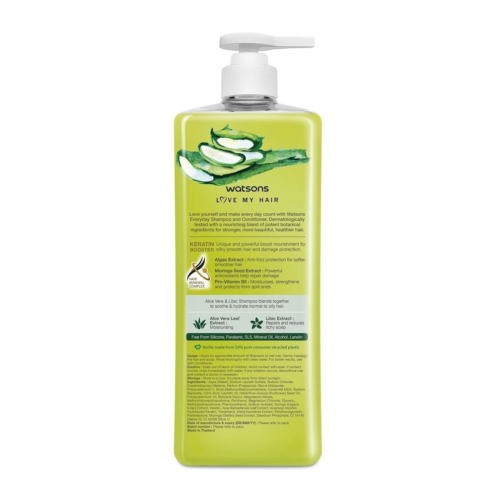 Dầu Gội Watsons Soothe & Hydrate Aloe Vera & Lilac Shampoo 1000ml