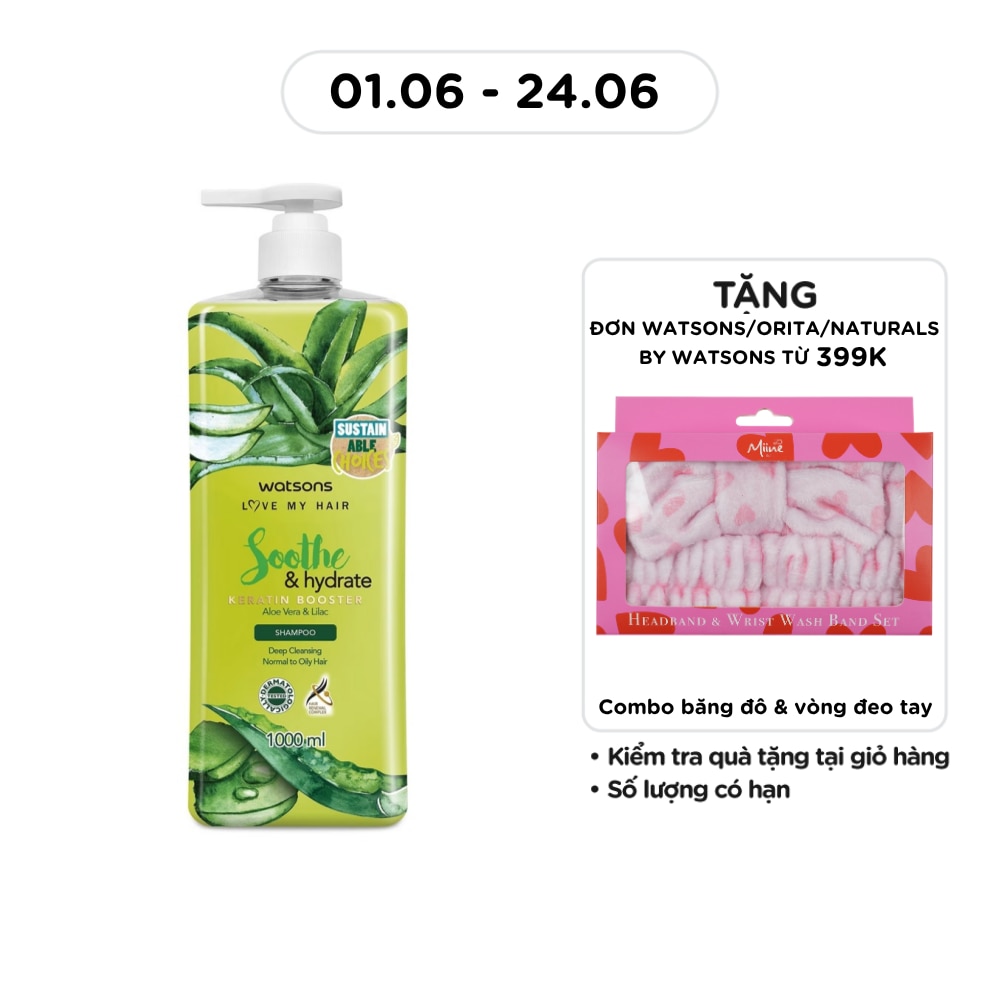 Dầu Gội Watsons Soothe & Hydrate Aloe Vera & Lilac Shampoo 1000ml