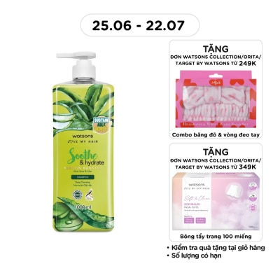 WATSONS - Dầu Gội Watsons Soothe & Hydrate Aloe Vera & Lilac Shampoo 1000ml