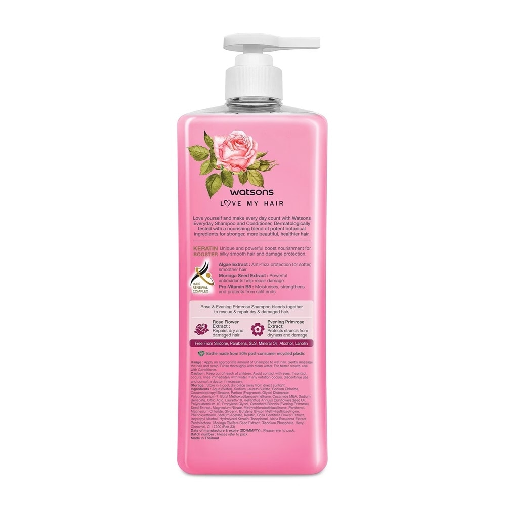 Dầu Gội Watsons Rescue & Repair Rose & Evening Primrose Shampoo 1000ml