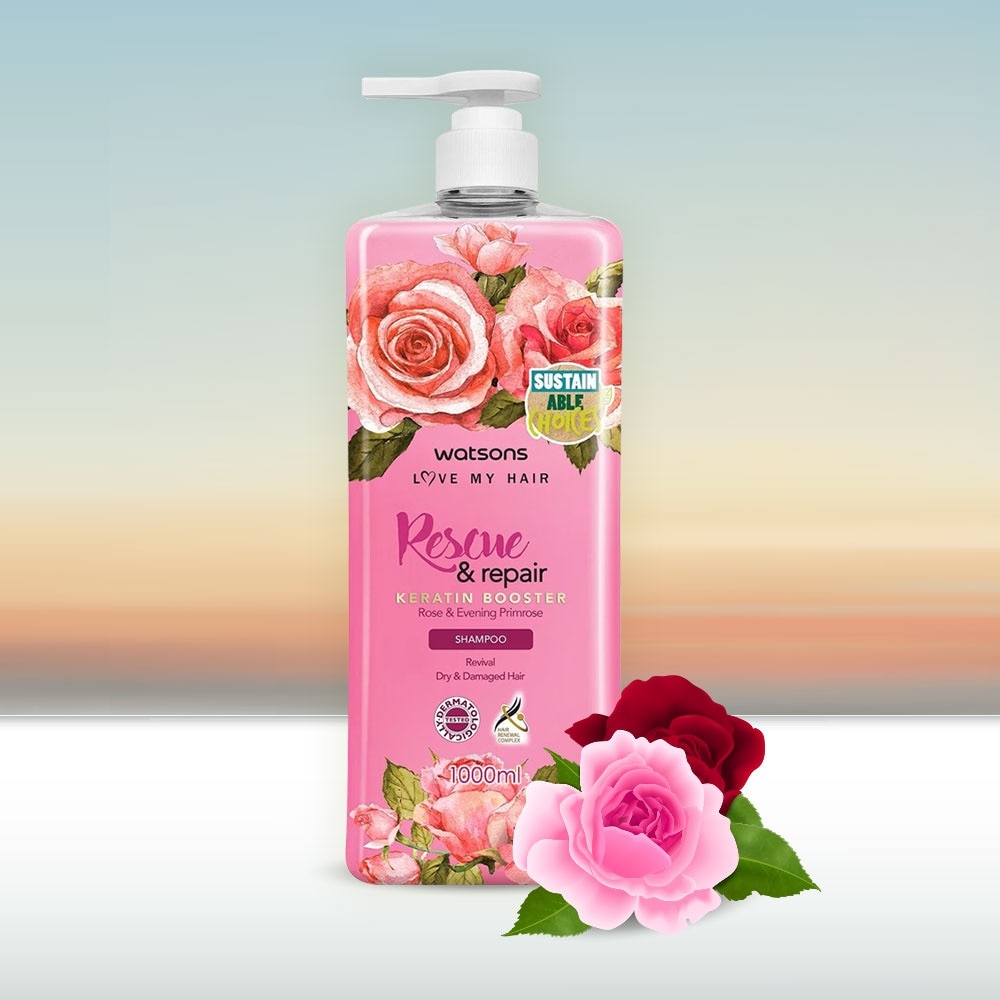 Dầu Gội Watsons Rescue & Repair Rose & Evening Primrose Shampoo 1000ml