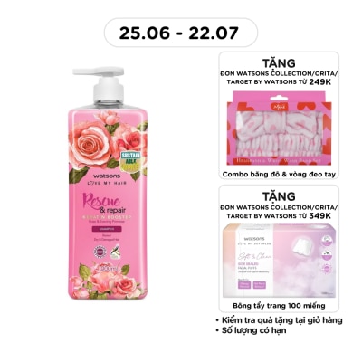 WATSONS - Dầu Gội Watsons Rescue & Repair Rose & Evening Primrose Shampoo 1000ml