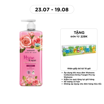 WATSONS - Dầu Gội Watsons Rescue & Repair Rose & Evening Primrose Shampoo 1000ml image