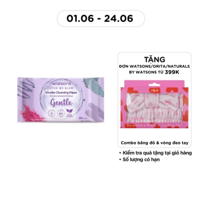 WATSONS - Khăn Ướt Tẩy Trang Watsons Micellar Cleansing Wipes Gentle 20 miếng