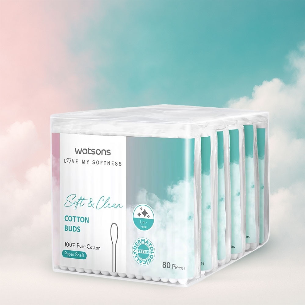 Paper Shaft Cotton Buds 80pcs x 6 package
