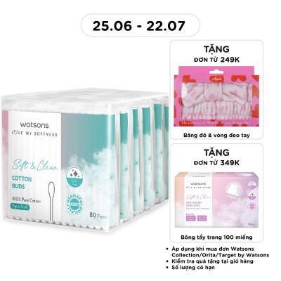 WATSONS - Paper Shaft Cotton Buds 80pcs x 6 package