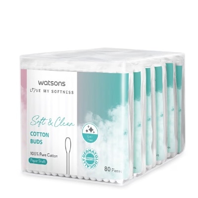 WATSONS Paper Shaft Cotton Buds 80pcs x 6 package image