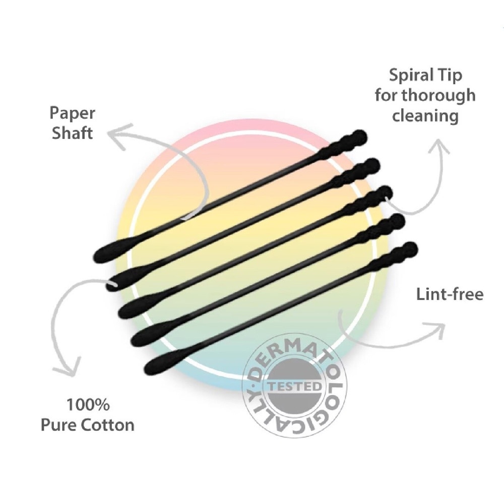 Paper Shaft Dual Tips Black Cotton Buds 200pcs image