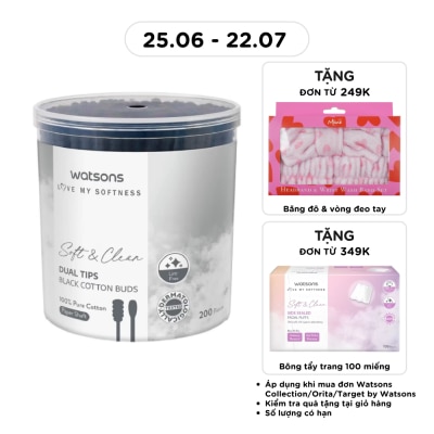 WATSONS - Paper Shaft Dual Tips Black Cotton Buds 200pcs