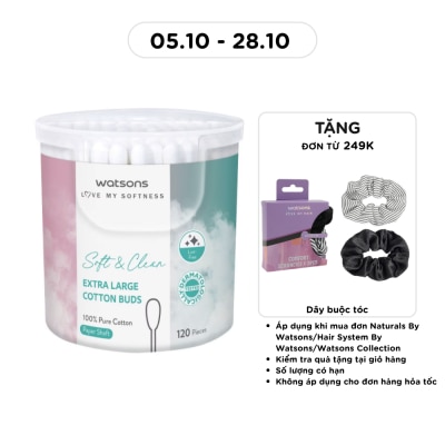 WATSONS Tăm Bông Thân Giấy Cỡ Lớn Watsons Paper Shaft Extra Large Cotton Buds 120cây image