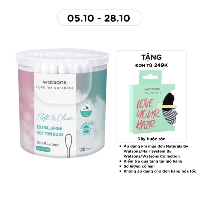 WATSONS Tăm Bông Thân Giấy Cỡ Lớn Watsons Paper Shaft Extra Large Cotton Buds 120cây image