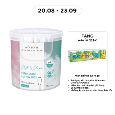 WATSONS - Tăm Bông Thân Giấy Cỡ Lớn Watsons Paper Shaft Extra Large Cotton Buds 120cây image