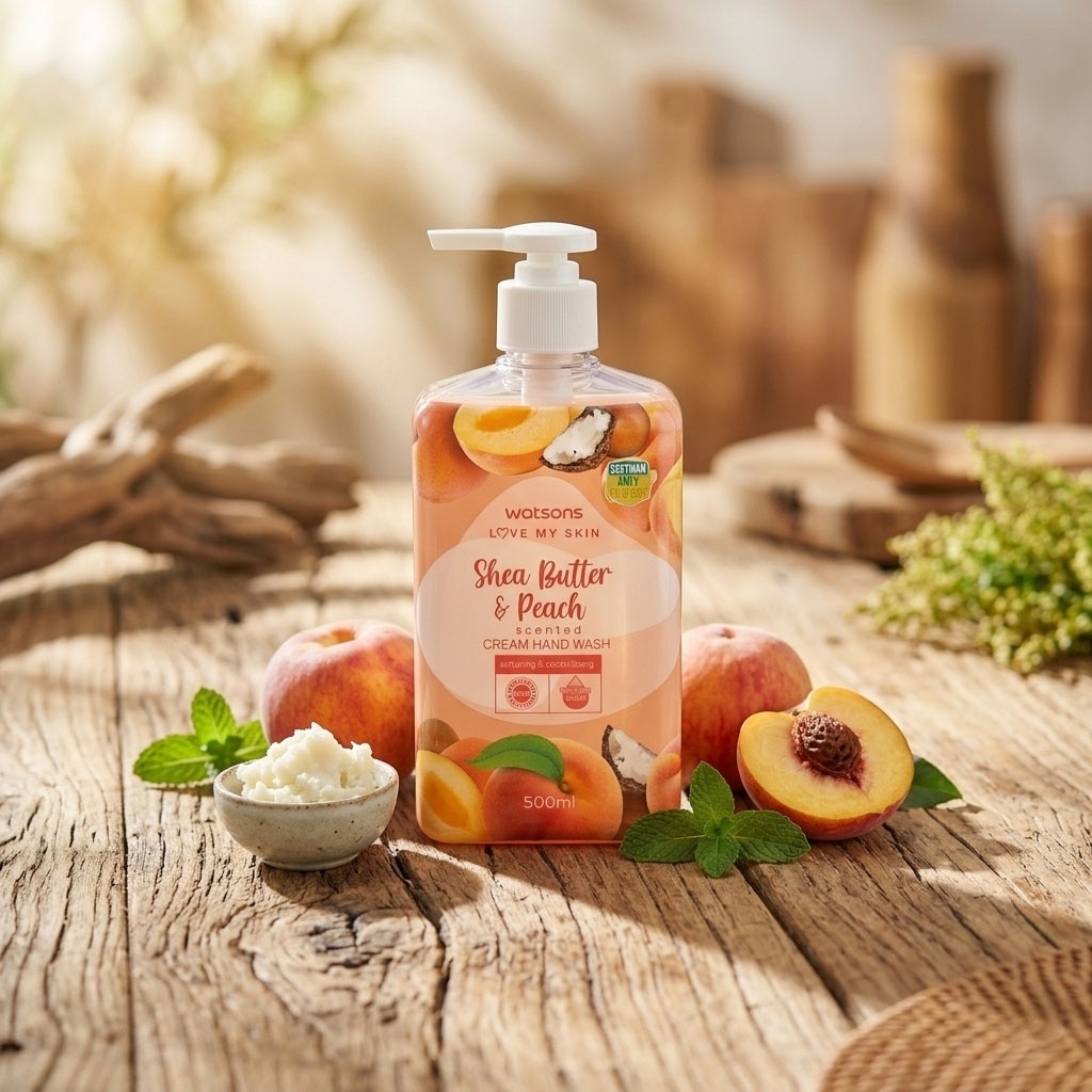 Kem Rửa Tay Hương Bơ Hạt Mỡ và Đào Watsons Shea Butter & Peach Scented Cream Hand Wash 500ML